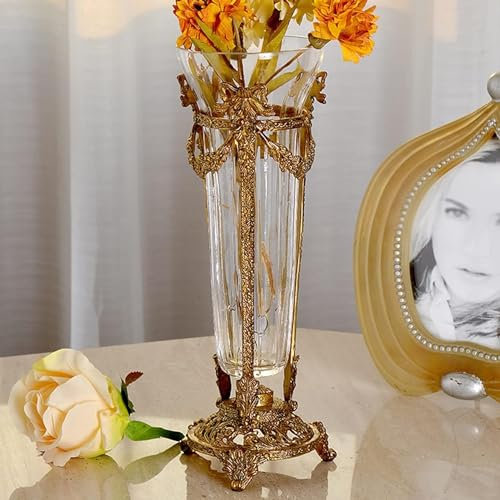 QUSYZD Vase, Keramik-Blumenvase, große Vase aus klarem Kristallglas, Moderne dekorative Vase für Heimdekoration, Tisch, Wohnzimmer, Schlafzimmer, Einweihungsdekoration, Geschenk, Go