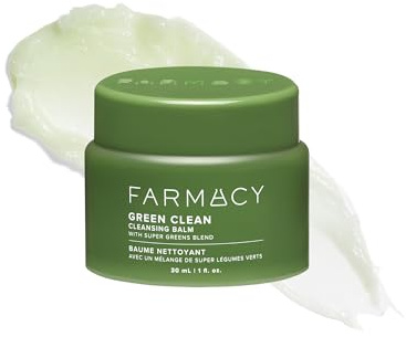 Farmacy Makeup Remover Cleansing Balm - Green Clean Waterproof Makeup Remover Balm + Oil Cleanser for Face - Gently Melts Make Up + SPF - Hydrates + Softens Skin with Super Greens + Papaya (30ml)