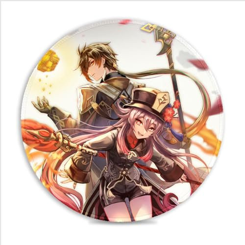 CHTXD Gaming-Mauspad Genshin Impact (30 x 30) cm, rund, strapazierf?higes Mauspad aus SU-Stoff, Desktop-Mauspad aus superfeiner Faser, kompatibel mit Laser- und optischen M?usen