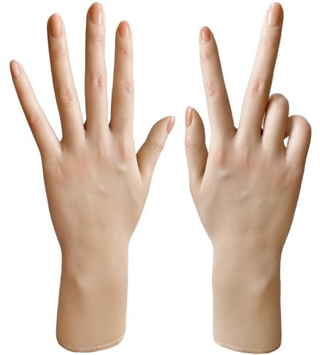 JVTUNG Realistische Silikon Hand Schaufensterpuppe Lebensechte weibliche Frauen Hände Modell für Acryl Nägel Zeigen Schmuck Halloween Requisiten Fotografie Requisiten (Rechte Hand)