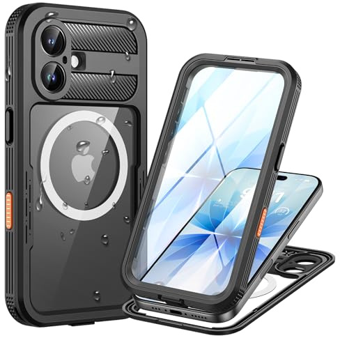 Lanhiem für iPhone 17 Hülle Wasserdicht,Handyhülle für iPhone 17 IP68 Wasserfest Schutzhülle mit Magsafe,360 Outdoor Case Stoßfest Staubdicht Panzerhülle mit Kameraschutz/Displayschutz,Schwarz