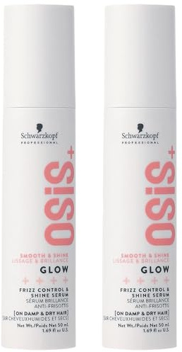 Schwarzkopf Professional OSiS Glow Serum gegen Frizz Glanz ohne Silikon Thermoschutz für dunkles Haar erleichtert das leichte Styling 50 ml – 2 Stück