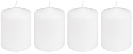 Ideen mit Herz | Stumpenkerzen | weiß, rund | 4er Set | Ø 7 cm, 10 cm hoch | Brenndauer 30 Stunden, Haushaltskerzen aus Paraffin, unparfümiert
