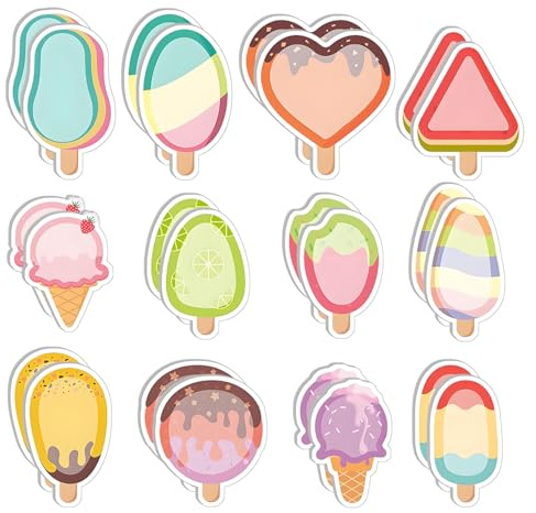iJiZuo 24Pack Haftnotizen, 720 Blatt Süße Sticky Notes, Selbstklebende Haftnotizzettel, Selbstklebende Notizblöcke für Kinder Geschenke, Büro Schule Haus Kühlschrank(Eiscreme-Muster)