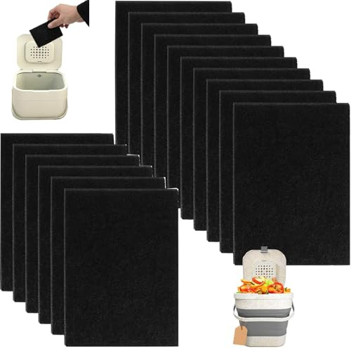 16 Stück Aktivkohlefilter Bioeimer Filter, Carbon Filter Kompatibel mit Joseph Joseph Lebensmittelbehältern, Geruchsfilter für Küchenmüllkomposter Kompostbehälter Kohlefilter
