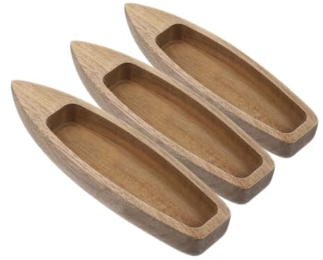 DEARMAMY 3 Stück Miniatur Holz kanu Detaillierte Handgefertigte Bootsskulpturen aus Naturholz Dekorative Kleine Segelboote für Puppenhäuser und Mikro landschaften Stilvolle Maritime