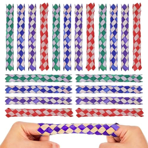 RDNKVB 20 Pièces Attrape Doigts Classiques en Bois Chinois, Finger Traps de Couleurs Assorties, Clac Doigt, pour Faveurs et Fournitures de Fête d'anniversaire