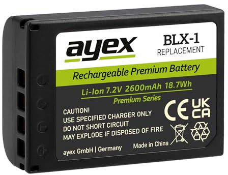 ayex BLX-1 Premium Series Replacement Battery Compatible with OM System OM-1 OM-3 OM-1 Mark II