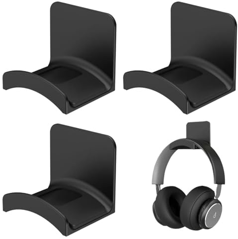 Androxeda Set da 3 pezzi Supporto per cuffie, Gancio Adesivo Organizzatore, per Scrivania, Parete, Auto, Ufficio, Casa, Camera