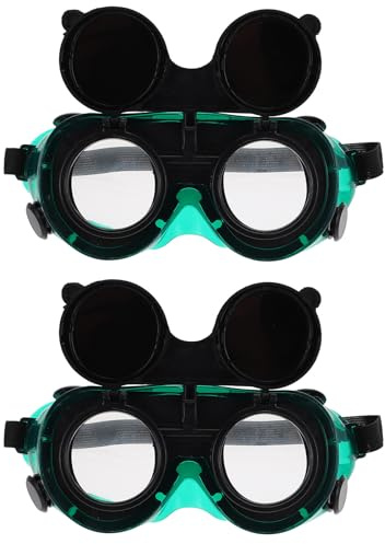 SILENRADAWN 2 Stück Hochklappbare Schweißerbrille aus Pvc und Glas Schlagfest und Blendfrei Schutzbrille für Elektrisches Schweißen Sicherer Augenschutz bei Starker Lichtbelastung
