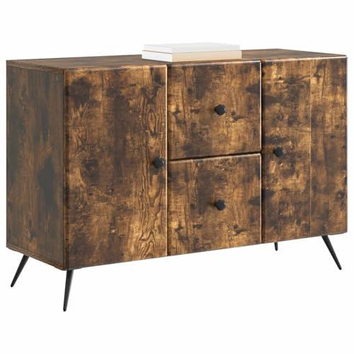 vidaXL Sideboard Geräucherte Eiche 89 x 34,5 x 60 cm Holzwerkstoff, Wohnzimmer, Rechteckiger Moderner Sideboard, Viel Stauraum, Verstellbarer Organizer, Stilvolle Lösung
