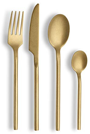 ECHTWERK EW-BS-1685C Tafelbesteck Bari, Stonewashed champagne, 16-teilig, Essbesteck für bis zu 4 Personen, Hochwertiger Chromnickelstahl, Edelstahl