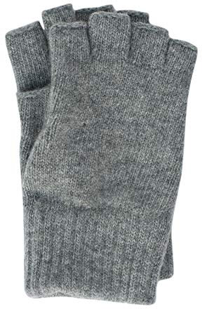 FosterNatur, Herren Handschuhe Fingerlos, 100% Wolle (9, Grau)