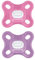 MAM Comfort Schnuller im 2er-Set, besonders kleiner und leichter Baby Schnuller für Früh- & Neugeborene aus 100 % Silikon, mit weichem MAM SkinSoft Saugteil & Schnullerbox, 0+ Monate, rosa/lila