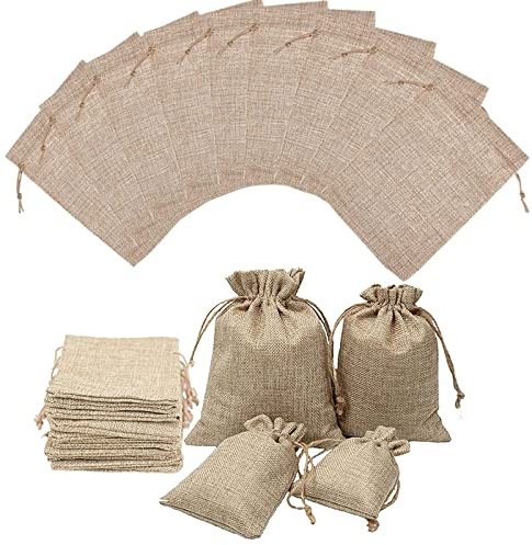 10 Pcs Saquitos De Tela, Bolsas De Yute Con CordóN, Transpirables Arpillera Bolsas, para Guardar Joyas, CosméTicos, PequeñOs Regalos, Etc. (20 X 30 Cm)