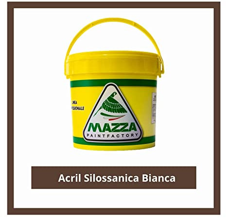 MAZZA Pittura Acril Silossanica Per Esterni Pareti e Facciate Bianca Colorata Traspirante Antimuffa 14 Litri Bianca