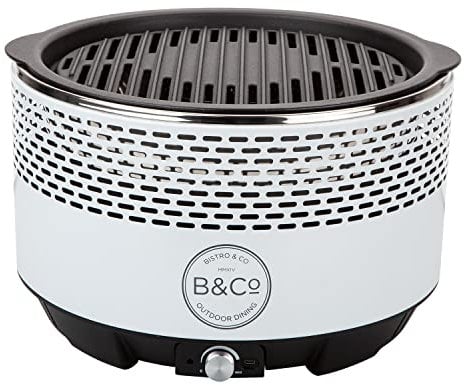 VFM - White Smokeless Bbq Grill - Alfresco, Charcoal, Coal Stove for Cooking, Portable, Easy To Use, Camping, Holidays, Summertime, Table Top, Small Bbq