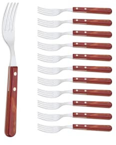 Tramontina 727.070 - Tenedor de carne (acero inoxidable, mango de madera, 21 cm de longitud)