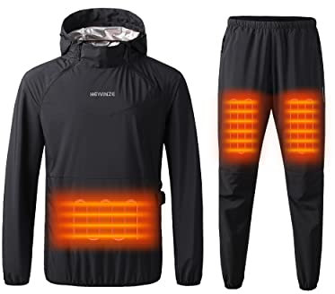 HEWINZE Beheizter Saunaanzug für Frauen, Schwitzanzug Gym Workout Jacke und Hose, mit Batteriepack