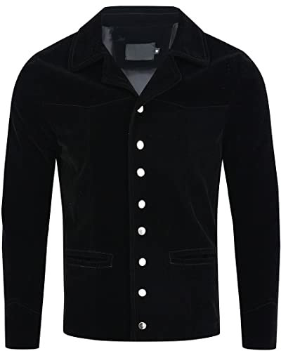 Ying Vintage Jacke Männer Urban Britischer Stil Gold Samt Langarm Jacke Herren Slim Fit Revers Mit Taschen Einfarbig Jacke Herren Frühling Dickes Casual Jacke Herren B-Black XXL