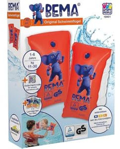 BEMA® Schwimmflügel Gr. 0, inklusive Lernkarten & virtuellem Schwimmkurs, Orange