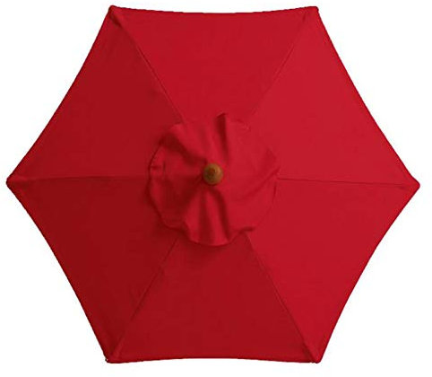 Toldo de Repuesto para Sombrilla de Patio de 6 Pies, 6 Varillas de Repuesto para Sombrilla de Exterior, Tela de Repuesto para Sombrilla de Jardín, Cubierta de Toldo para Sombrilla de Mesa(Rojo)
