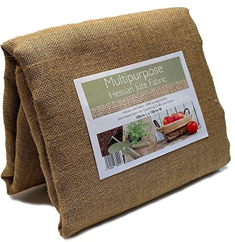 Multipurpose Hessian Jute Fabric. 100% Biodegradable Plant Based Fabric for Gardening, Rustic Home Decor, Pergola Shade Cover, Fence Cover, Crafting. (3 metres)