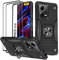 KANSi Funda para Xiaomi Redmi Note 12 5G / Poco X5 5G, Cristal Vidrio Templado [2 Piezas] Capa Anillo iman Soporte Hard PC y Silicona TPU Antigolpes Armor Carcasa - Negro