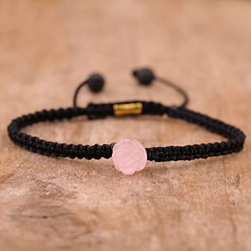 Perlenarmband Damen,Naturstein-Rosenquarz-Kristall-Armband Rosenblüten-Charm-Armband Handgefertigtes Geflochtenes Freundschaftsarmband Energie Edelsteine Perlen Armreif Schmuck Für Damen Und Herre