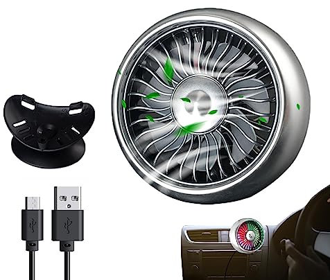 Ventilador USB para Coche - Ventilador pequeño para coche,Mini ventilador RGB giratorio viento alimentado por USB para automóvil, dormitorio y computadora