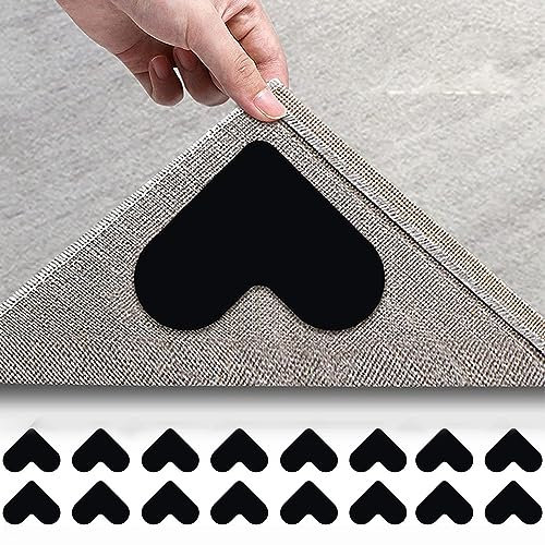 Lot de 16 Tapis antidérapant, Tapis Double Face, Ruban adhésif pour Tapis Lavable, Ruban adhésif pour Tapis, Ruban adhésif d'angle pour planchers de Bois Franc et Carreaux