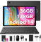 RUSHAR 10 Zoll Android 14 Tablet mit Dual SIM 4G LTE und 5G WiFi, 36GB RAM + 128GB ROM (1TB TF), Octa-Core 2.0GHz,8000mAh, Bluetooth 5.0, GPS, 8MP+13MP, Tablet mit Tastatur + Maus +