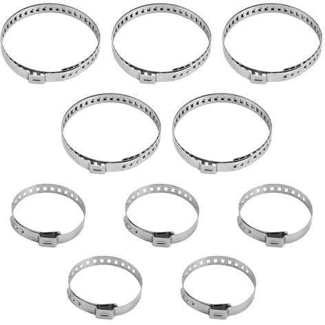 GeRRiT Achsmanschetten Schellen, 10 Stück Edelstahl Achsmanschette, Universell Verstellbar Klemmschellen CV Schlauchschellen Set (5 Große 5 Kleine)