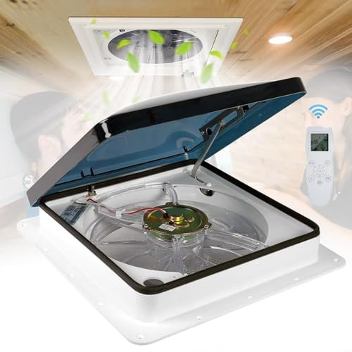 XINRISHENG RV Roof Fan 12V Roof Fan Reversible Exhaust Fan Waterproof Shower Sunroof LED Lights Ventilation RV Exhaust Fan Caravan