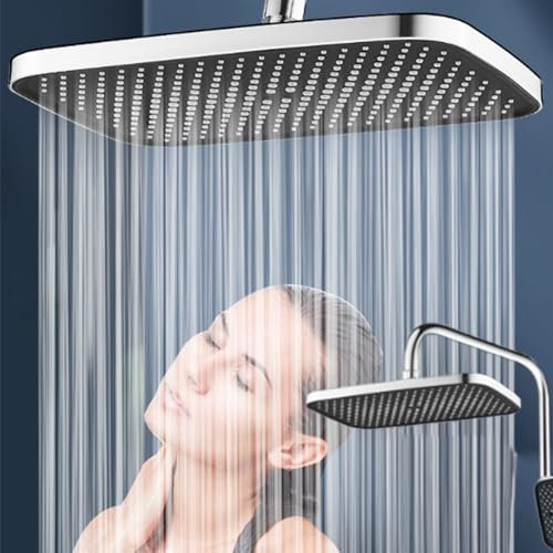 Pommeau De Douche Anti Calcaire,pommeau De Douche Haute Pression,pommeau De Douche Economie Deau,anti Calcaire Douche,pommeau De Douche Carré,ABS Chromé,Peut Tourner Dans Plusieurs Directions (Argent)