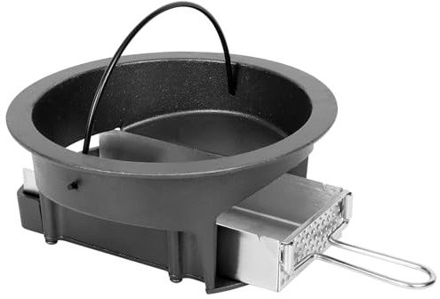 Vankey Cast Iron Ash Can with Drawer for Kamado Joe Classic Joe, Slide-Out Ash Drawer, Charcoal, Black