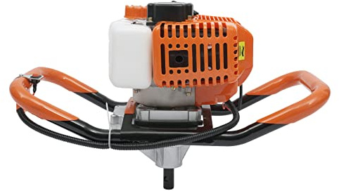 Pfostenlochbagger 2.3KW | 3 Bohrer | Installation von Geländern, Bäumen | Luftgekühlt | 71CC Benzin Erdlochbohrer Pfahlbohrer, 3x Bohrer - 10cm, 15cm, 20cm (Maschine)