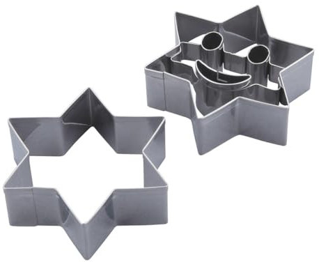 Dr. Oetker Ausstecher Linzer Lachender Stern – Edelstahl Ausstecher, 2-teilig, robuste Qualität, einfache Handhabung, ideal für Weihnachtsbäckerei, rostfrei, spülmaschinengeeignet