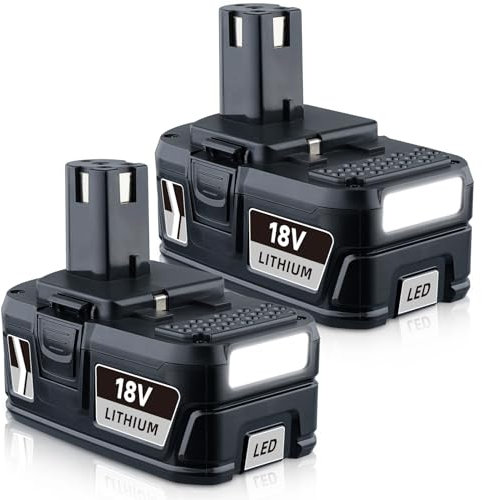 DASNITE 2Stück P108 5,5Ah Li-ion Ersatzakku für Ryobi Akku 18V P107 P108 RB18L50 RB18L40 RB18L25 RB18L15 RB18L13 P108 P122 P104 P105 P102 P103 Ersatz für Ryobi 18V Werkzeugen Akku mit LED-Ladeanzeige
