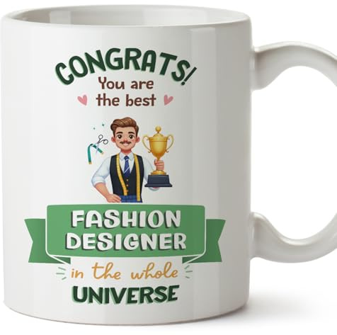 MUGFFINS Fashion Designer Man Mug - in English - Best in Universe Trophy - Funny Gift for Colleagues - Ceramic 11oz Mug