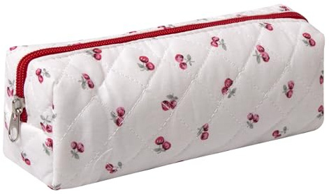 Pencil Case Office College School Storage Bag Pouch Holder Box Organizer Makeup Pouch Cosmetic Bag Aesthetic Cute Pen Case for Girls Boys Kids (Large cherry)