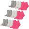PUMA unisex Quarter Sportsocken Kurzsocken Socken 9 Paar, Farbe:Mehrfarbig, Menge:9 Paar (3x 3er Pack), Größe:39-42, Artikel:-656 middle grey melange/pink