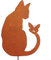 Skurrile sitzende Katze, Gartenskulptur aus rostigem Eisen, für einzigartige Outdoor-Attraktivität (sitzende Katze)