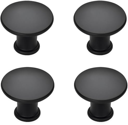 OG-ER Möbelknöpfe Schwarz, HEMNES Knöpfe, Schrankknöpfe Moderne Vintage mit Schrauben, HEDRA Griffe Knöpfe, Türknöpfe für Schublade, Schrank, Möbel, Küchenschränke, Kleiderschrank - 4 Stück