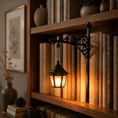 Linterna de biblioteca Decorativa Iluminación de estantería, lámpara de lectura para amantes de los libros, lámpara de fantasmas LED antigua para rincón de lectura de estudio, adorno único para