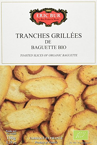 ERIC BUR Tranches Grillées de Baguette Bio 150 g - Lot de 5