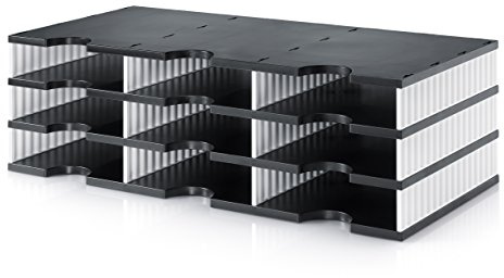 Styro Trio 9 fach Dokument Station – Weiß/Schwarz