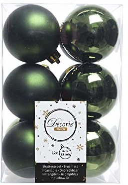 12 Boules de noël vert pin 6 cm Arbre de Noël Décorations Décorations