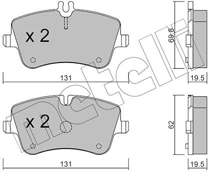 metelligroup 22-0342-0 Bremsbeläge, Made in Italy, Ersatzteile für Autos, ECE R90-zertifiziert, Kupferfrei