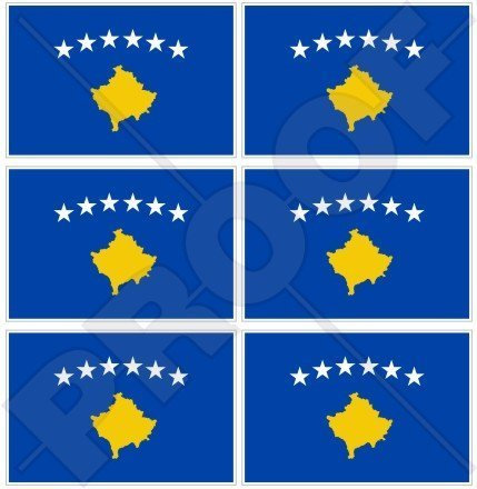 KOSOVO Kosovische Flagge KOSOVO 40mm Mobile, Handy Vinyl Mini Aufkleber, Abziehbilder x6 Stickers
